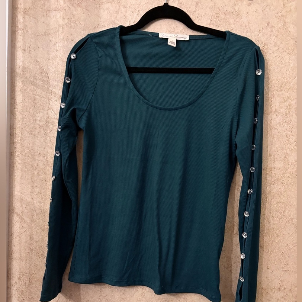 French Laundry Long Sleeve Button-Accent Top